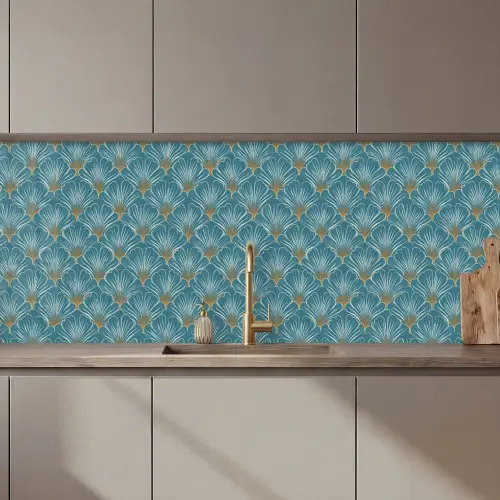 Symmetrisch - Patroon - Blauw keuken achterwand 2 middel 871 zz_3dshopping