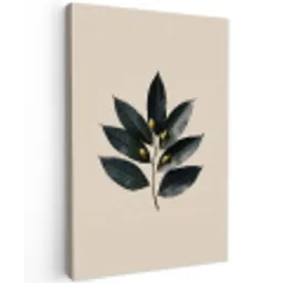 Laurierbladeren - Bloemknoppen - subtiel Tuinposter op houten frame 2 cm dik klein -3d