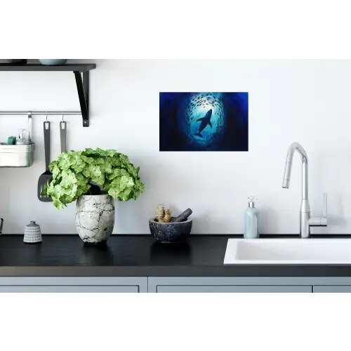 Walvis - Vissen - Donkerblauw Muursticker klein -keuken