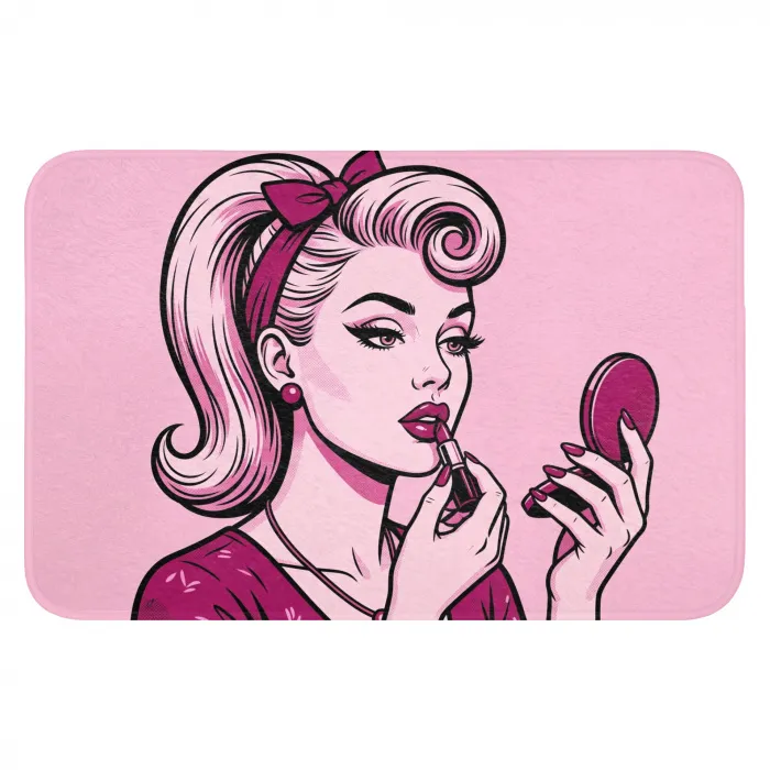 Vintage - Vrouw - Roze Badmat klein -3d