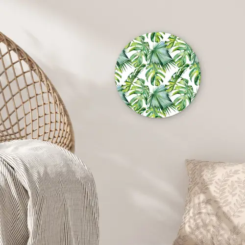 Bladeren - Monstera - Tropical - Jungle Wandcirkel kunststof plaat 5mm dik klein -sfeer5
