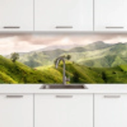 Landschap - Heuvels - Groen keuken achterwand 2 middel -3d