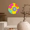 Bloemen - Illustratie - Kleurrijk Wandcirkel kunststof plaat 5mm dik klein -sfeer1