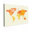 Wereldkaart - Oranje - Kleurrijk Tuinposter op houten frame 2 cm dik klein -3d