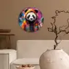 Panda - Jas - Graffiti - Oranje Wandcirkel kunststof plaat 5mm dik klein -sfeer1