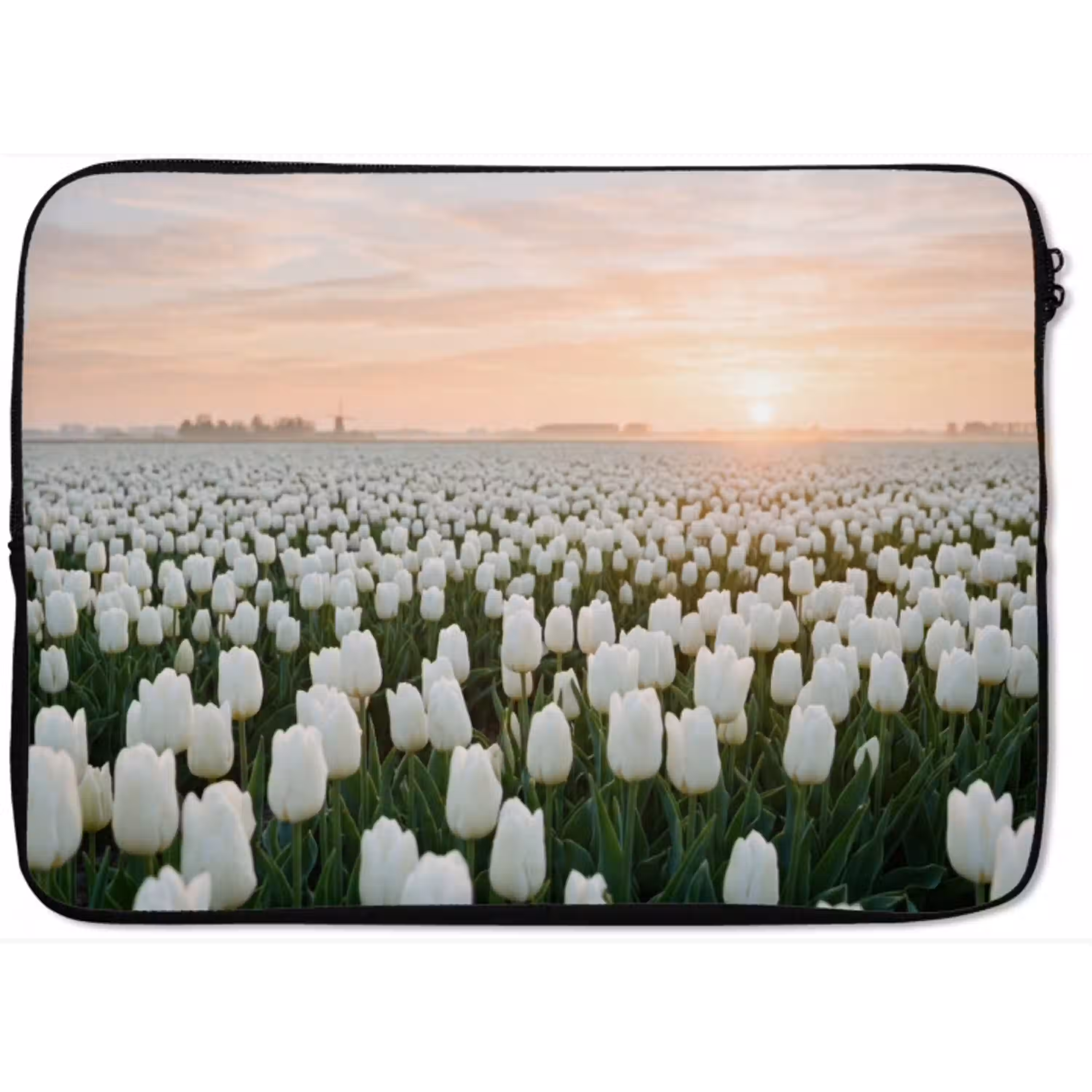 Tulpen - Landschap - Wit laptophoes neopreen klein -zkaufland3dotto