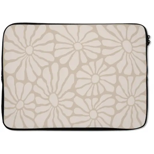 Bloemen - Print - Beige - Bruin - Minimalistisch laptophoes neopreen klein -zkaufland3dotto