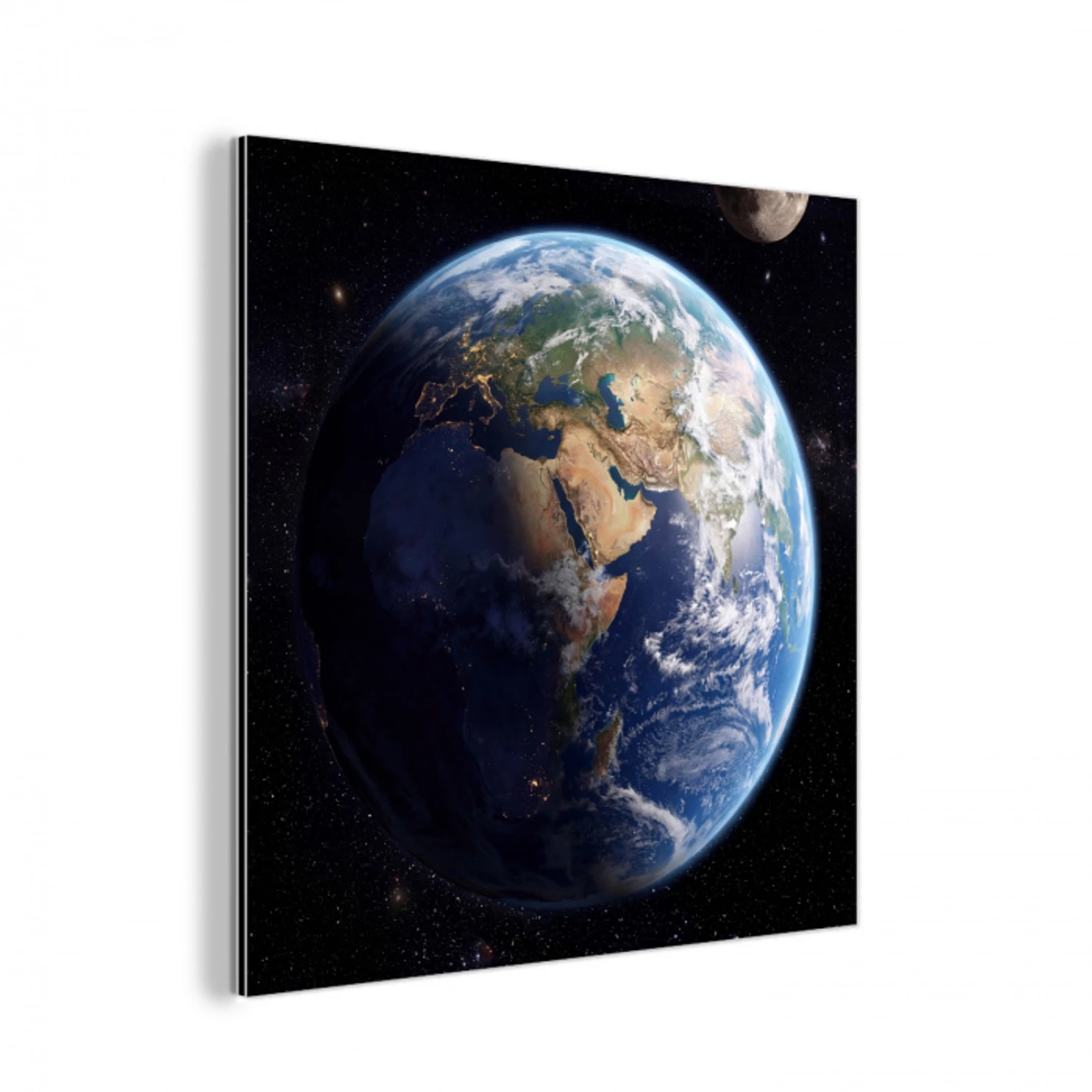 Aarde - Ruimte - Blauw - Groen aluminium wit klein -3d