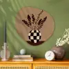 Minimalistisch - Vaas - Bloemen - Bruin Wandcirkel Organisch Aluminium middel -sfeer2