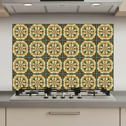 Ornament - Patroon - Groen keuken achterwand spatscherm klein 900 -3d_website