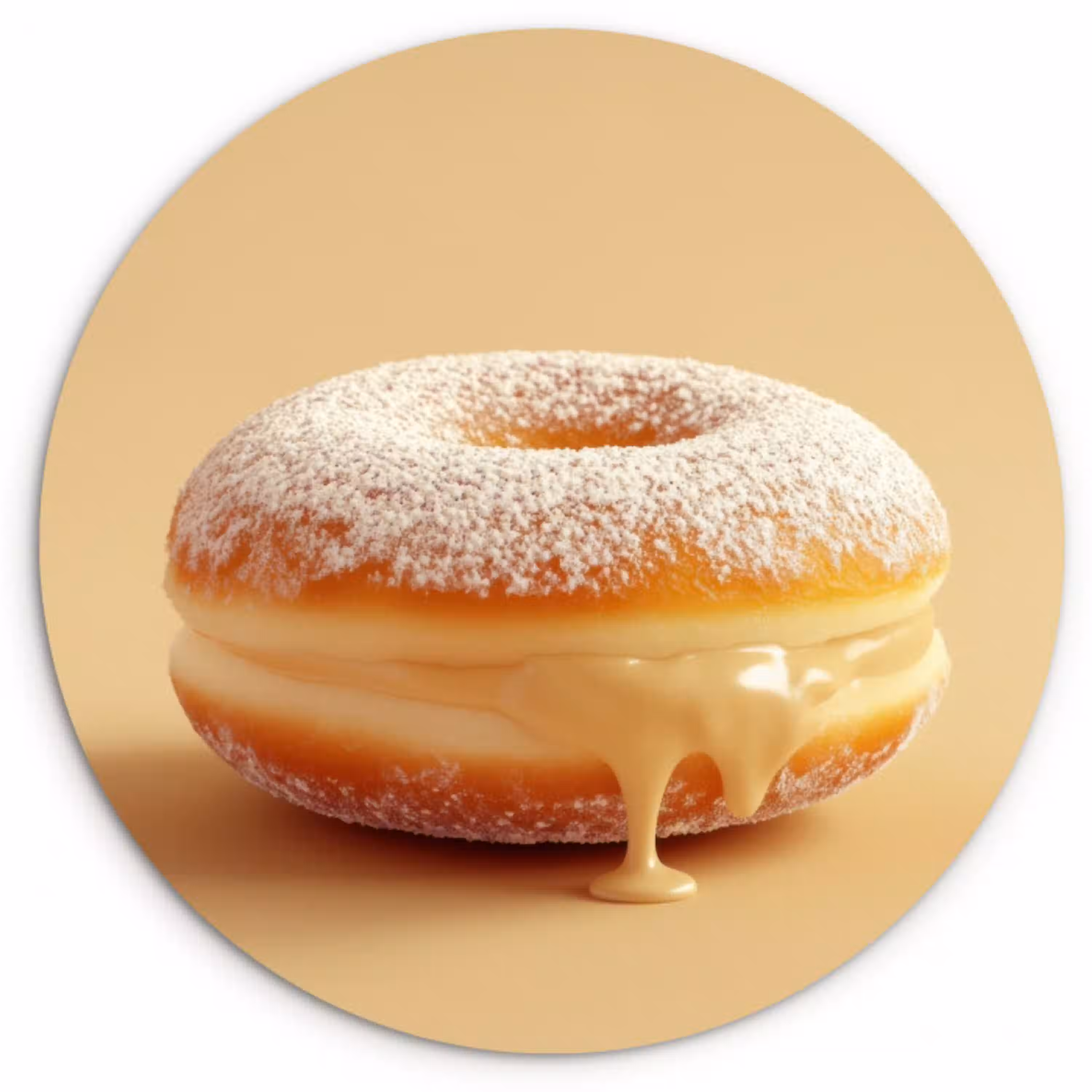Donut - Romig - Poedersuiker - Beige Wandcirkel plexiglas klein -3d