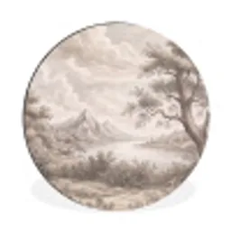 Landschap - Bergen - Meer - Natuur Wandcirkel aluminium klein -3d