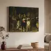 De Nachtwacht - Kunst - Oude meesters - Rembrandt Textielframe - compleet frame klein -sfeer3