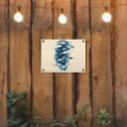 Vissen - Minimalistisch - Blauw tuinposter los doek klein -sfeer1