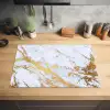 Marmer - Goud - Wit - Luxe - Marmerlook - Glitter Inductie beschermer vinyl 3mm klein -sfeer5