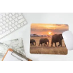 Olifanten - Savanne - Zonsondergang - Afrika - Warm muismat rubber klein -witbureau