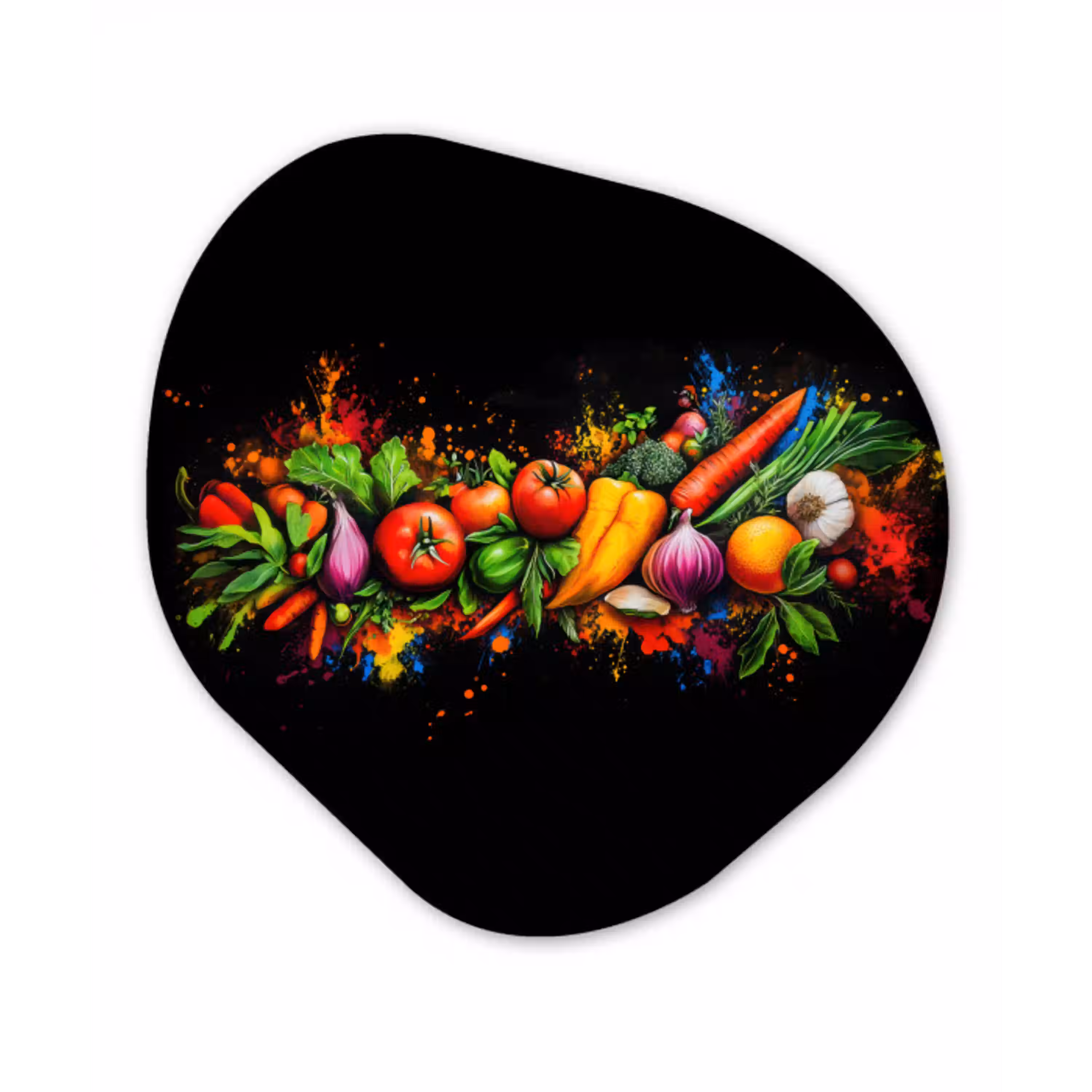 Groente - Eten - Kruiden - Graffiti - Koken Wandcirkel Organisch Forex 3mm klein -3d