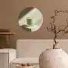 Matcha - Glas - Groen - Minimalistisch Wandcirkel behangsticker klein -sfeer1