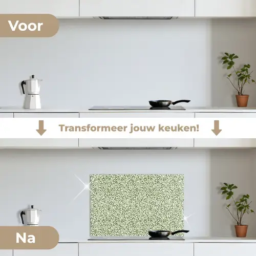 Botanisch - Takken - Groen keuken achterwand spatscherm klein 900 -voor_na_NL