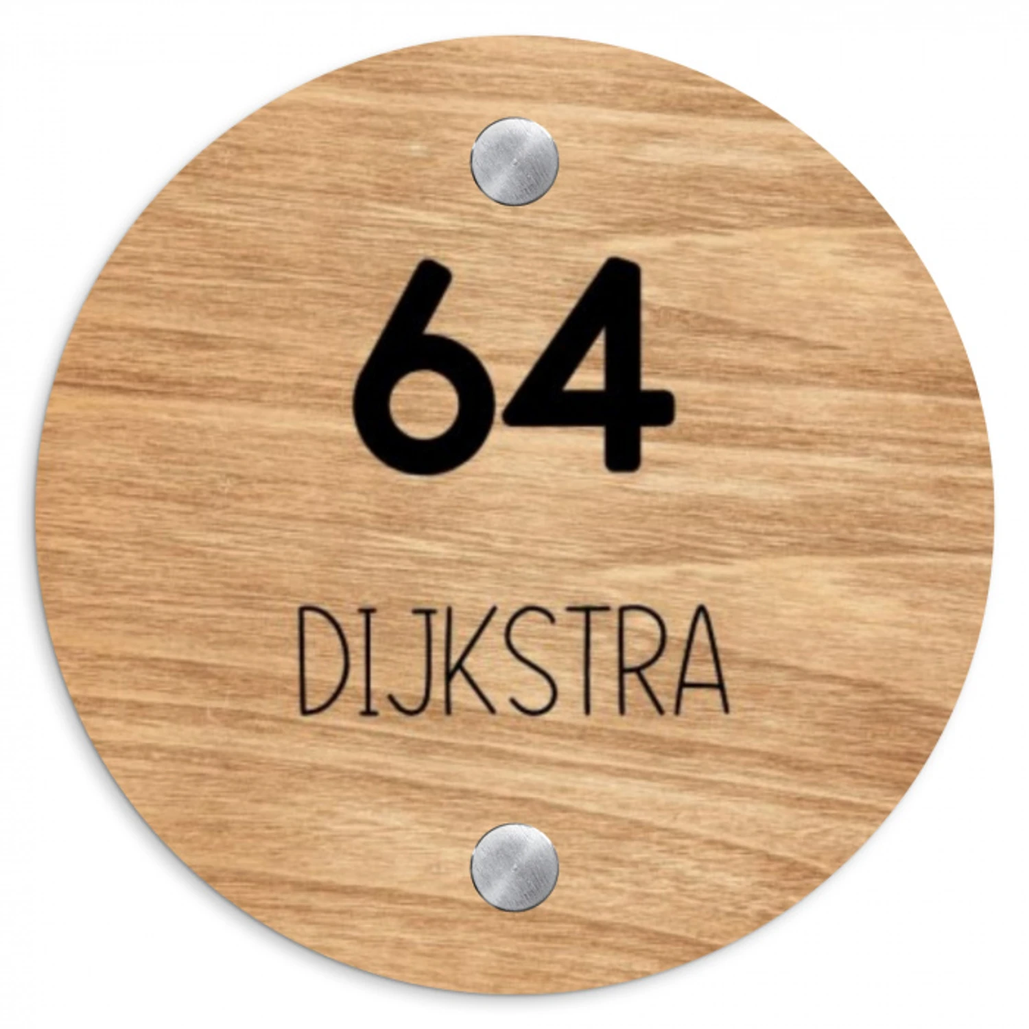 Licht hout - Modern Naambord Rond klein -3d