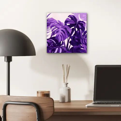 Bladeren - Paars - Tropisch - Abstract aluminium wit klein -sfeer5