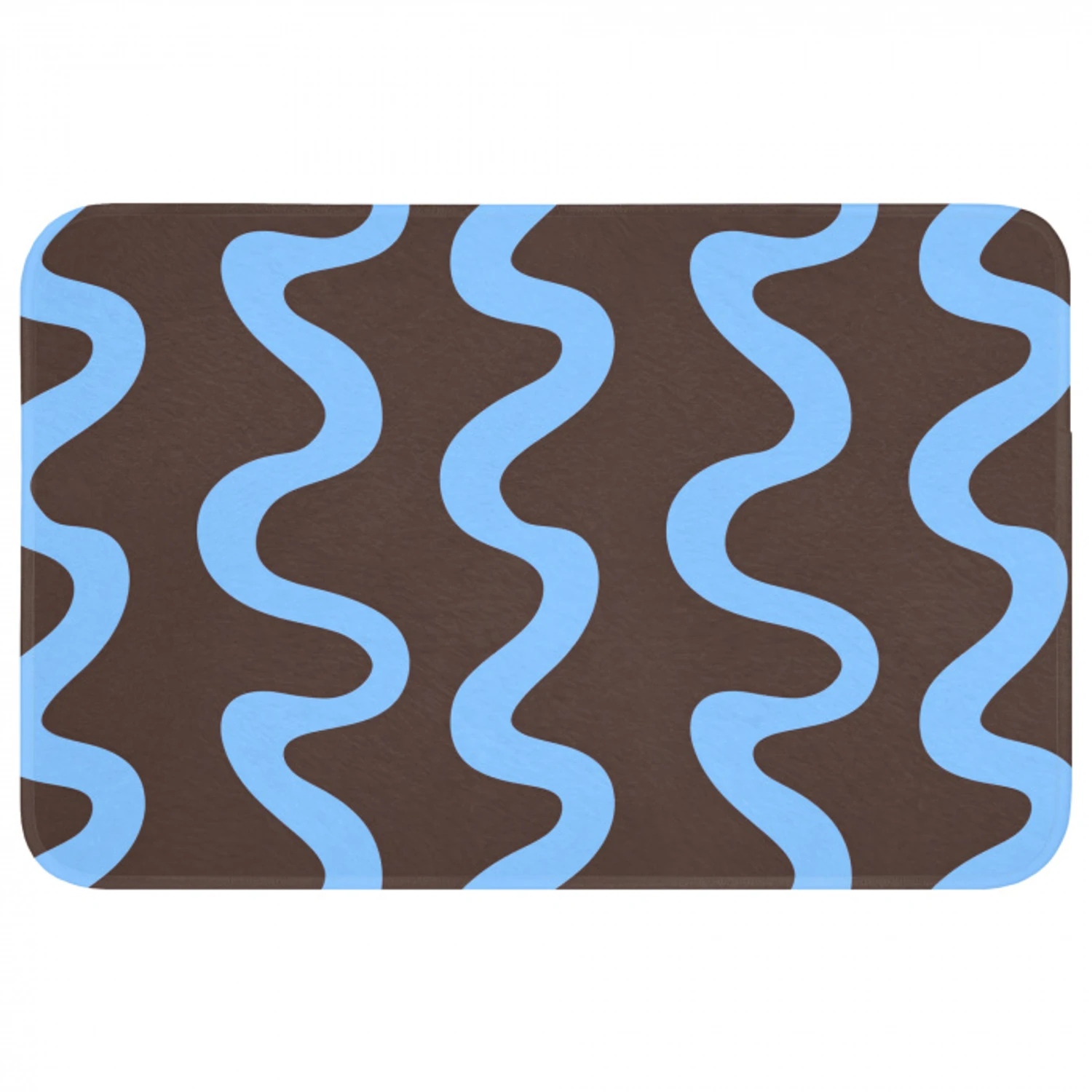 Kronkelende lijnen - Blauw - Bruin - Minimalistisch Badmat klein 997 -3d