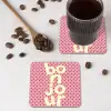Bonjour - Stippen - Roze- Geel onderzetter kurk middel -sfeer2