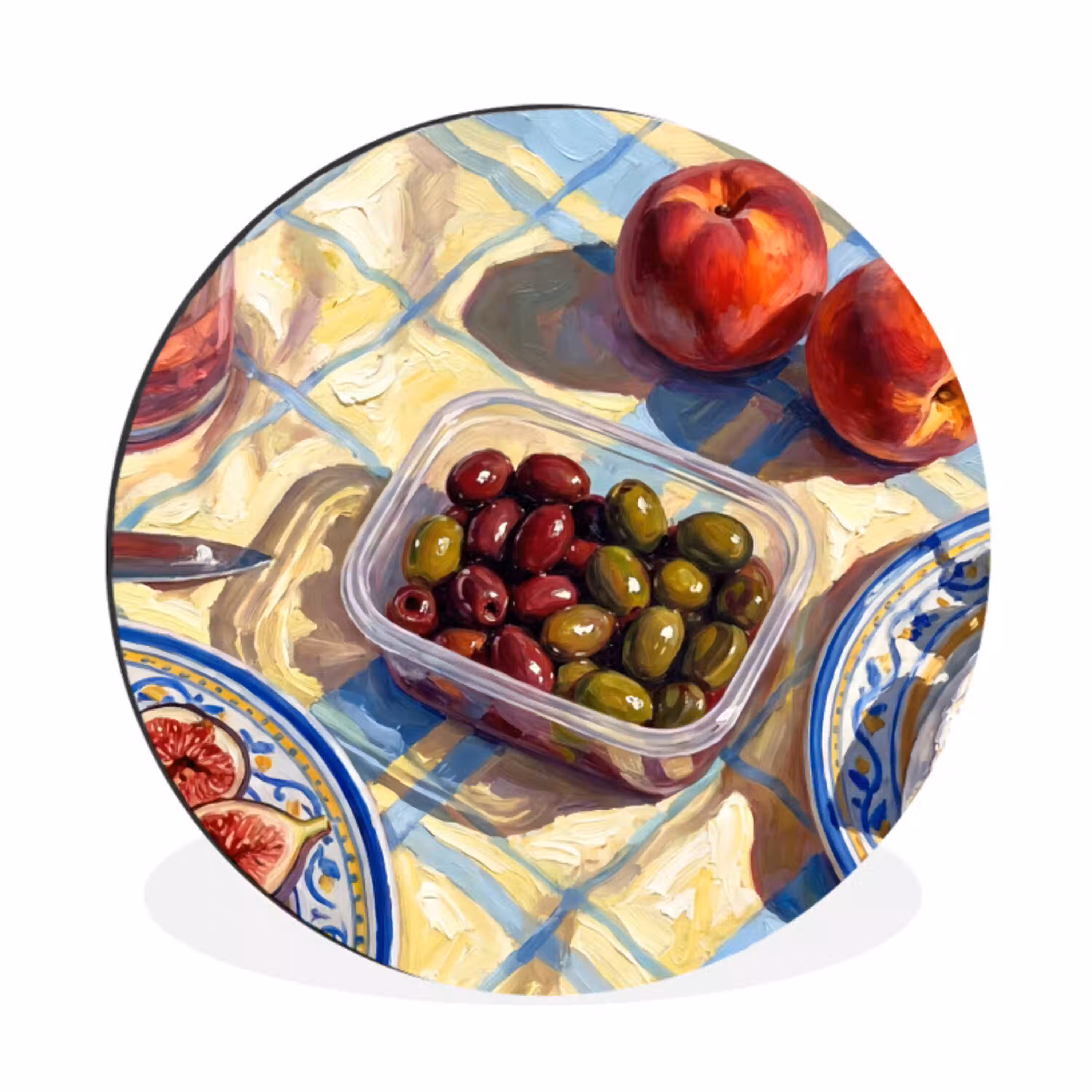 Eten - Picknick - Zomer Wandcirkel aluminium klein -3d