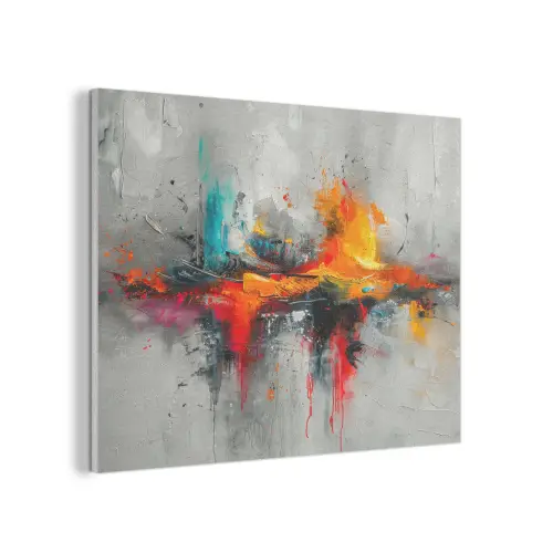 Moderne kunst - Oranje - Grijs - Abstract PET vilt klein -3d