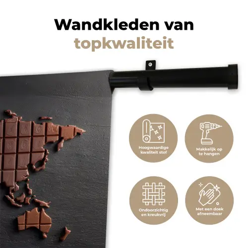 Wereldkaart - chocola - Smakelijke uitstraling Wandkleed katoen klein -sfeer2