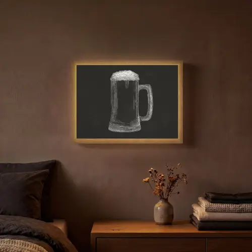 Bierpul - Schuim - Krijttekening Light Box met batterij (Wandlamp) middel -sfeer4