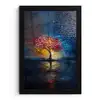 Boom - Blauw - Bladeren - Vakken fotolijst zwart zonder passe partout klein -3d
