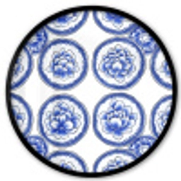 Cirkels - Bloemen - Blauw Fotolijst rond zonder passe partout klein 856 -3d