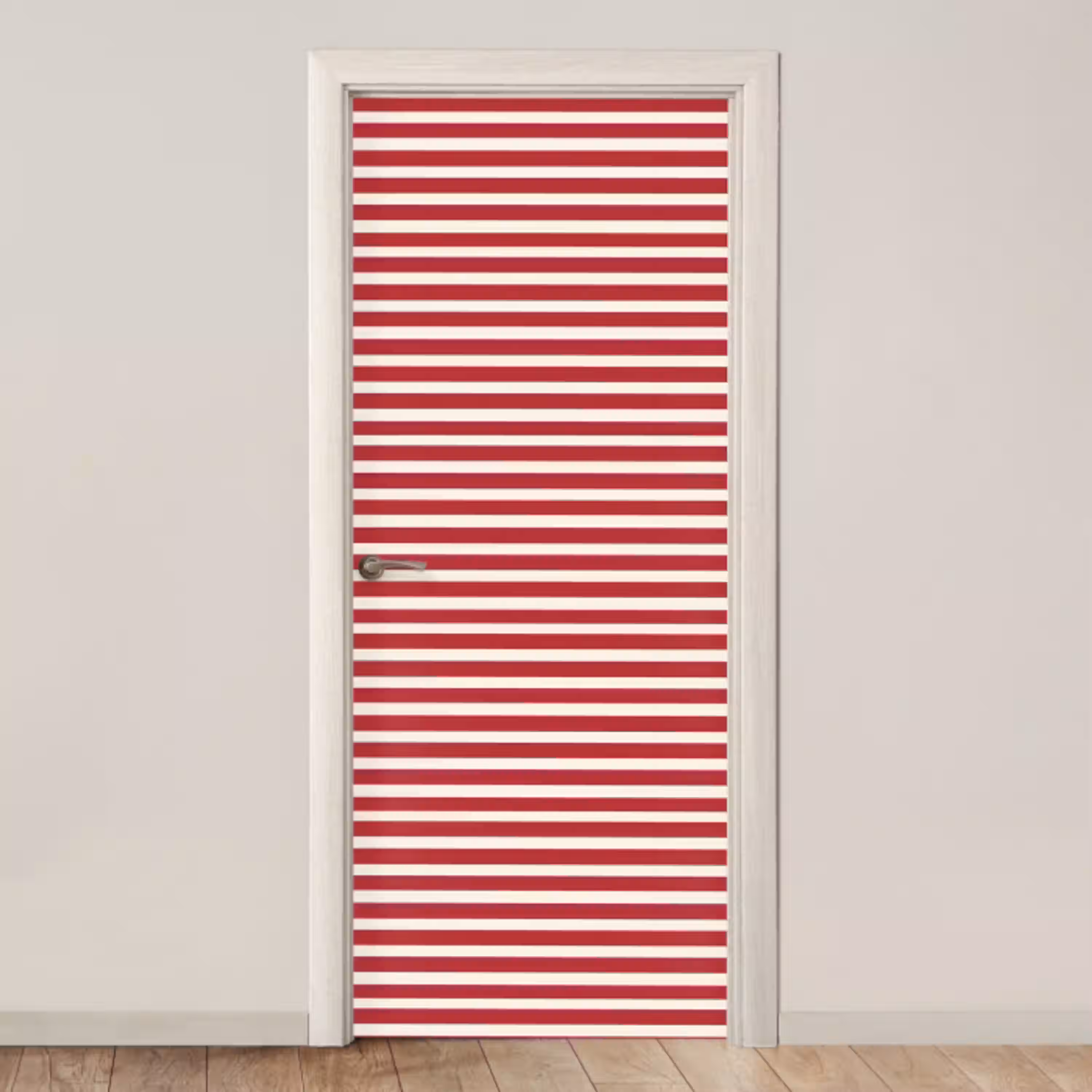 Strepen - Patroon - Rood deurposter klein 289 -3d_beige