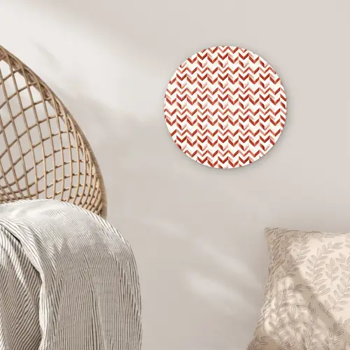Strepen - Rood - Wit - Patroon Wandcirkel plexiglas klein 852 -sfeer5