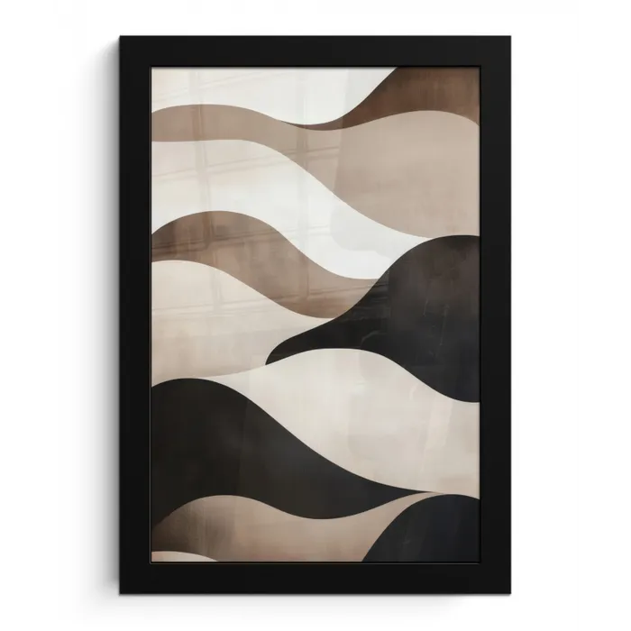 Golven - Abstract - Beige fotolijst zwart zonder passe partout klein -3d