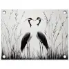 Kraanvogels - Gras - Hartvorm - Zwart tuinposter los doek klein -3d