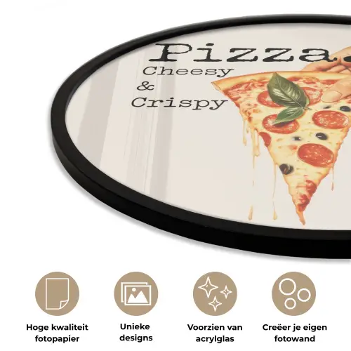 Pizza - Kaas - Pepperoni Fotolijst rond zonder passe partout klein -closeup_NL