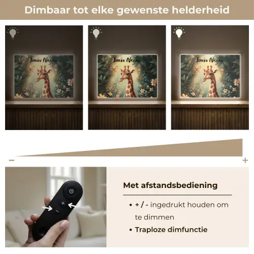 Giraffe - Jungle - Bloemen Light Box met batterij (Wandlamp kind) middel -USP_dimbaarNL