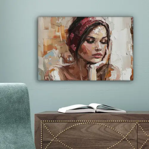 Vrouw - Verflook - Portret - Modern canvas 2cm klein -sfeer4