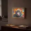 Aap - Gorilla - Graffiti - Dieren - Kleuren Light Box met batterij (Wandlamp) middel -sfeer1