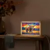 Schotse hooglander - Kunst - Koe - Dieren - Landschap Light Box met kabel (Tafellamp) klein -sfeer4