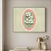 Bloemen - Illustratie - Geruit - Groen Textielframe - compleet frame klein -sfeer2