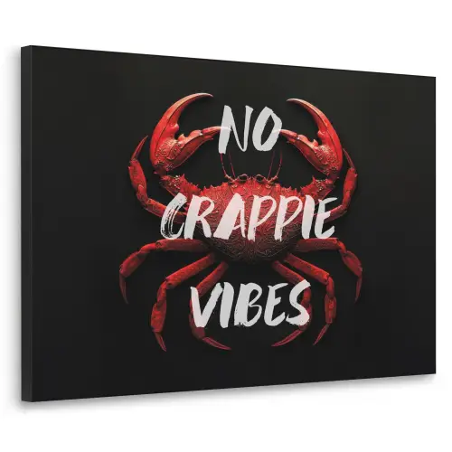 Krab - Rood - Tekst - Zwart Textielframe zwart klein -3d