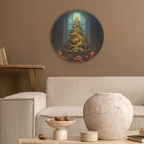 Kerstboom - Cadeau - Kerst - Winter Akoestische PET Vilt - Rond klein -sfeer1