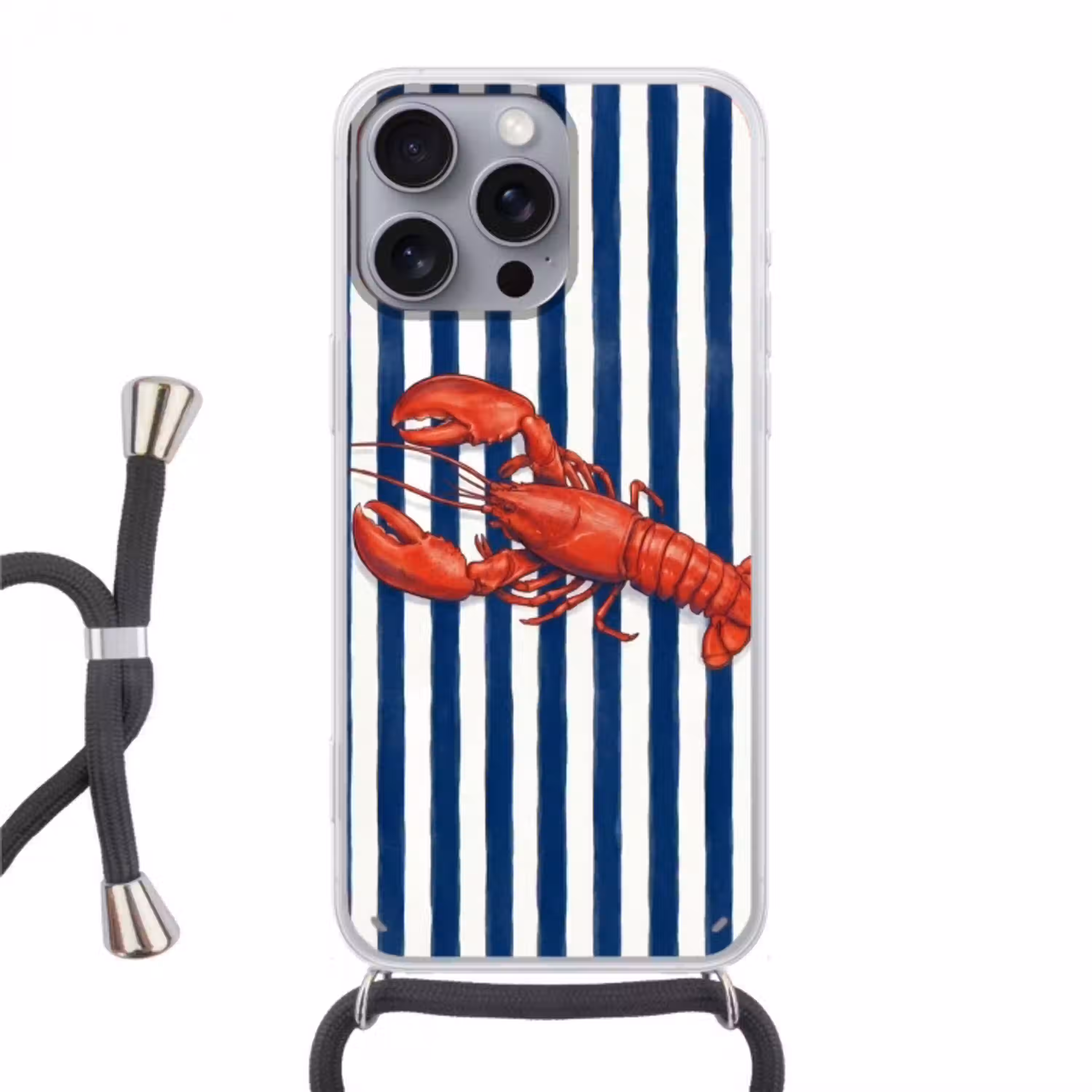 Schaaldier - Kreeft - Marine - Illustratie - Rood Hoesje iPhone 16 Pro Max met koord klein -3d