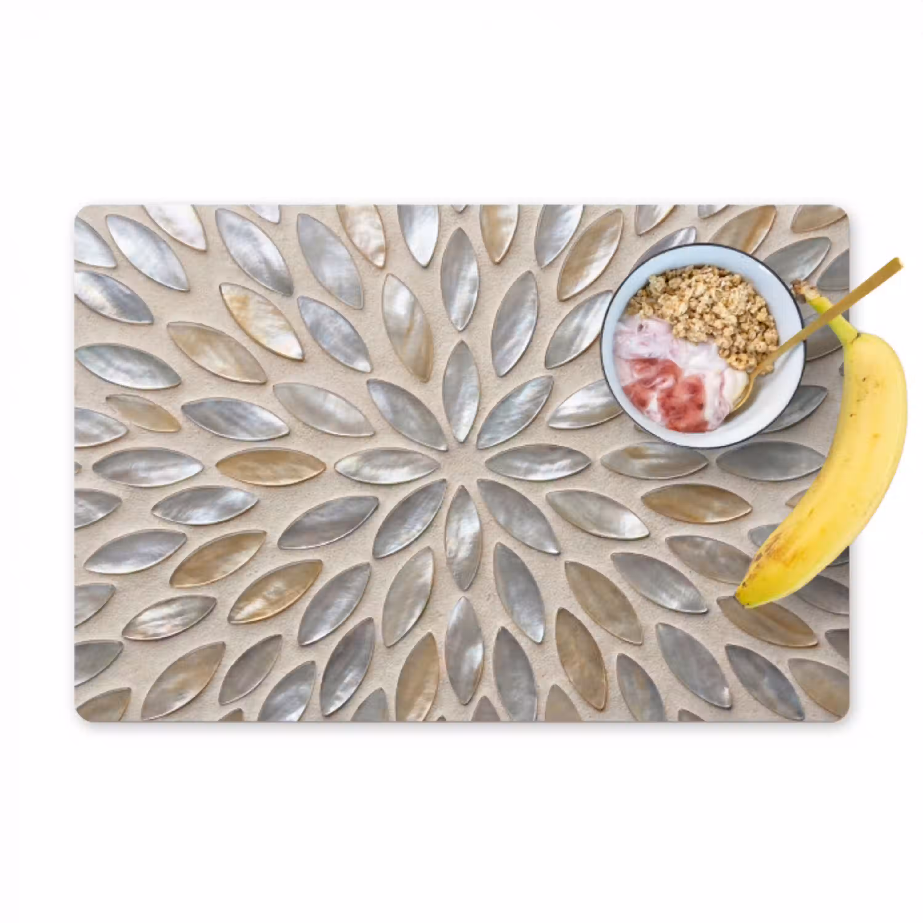 Patroon - Ovaal - Glanzend - Abstract - Beige Placemat vinyl groot -zzzproduct_Kitchenyeah-website