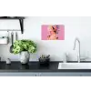 Vrouw - Bloemen - Paars - Abstract Muursticker klein -keuken