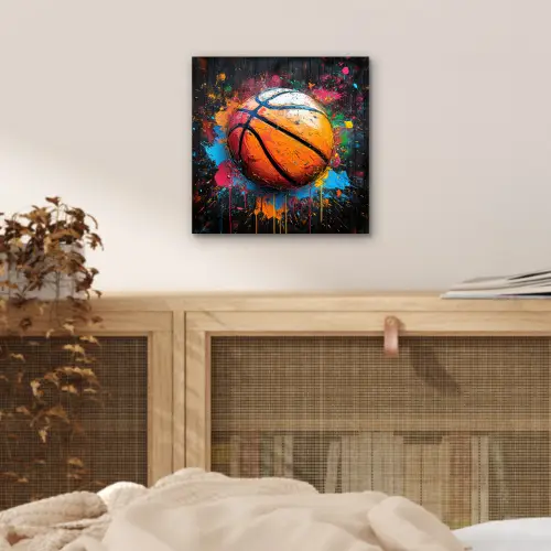 Graffiti - Basketbal - Verf - Sport aluminium wit klein -sfeer3