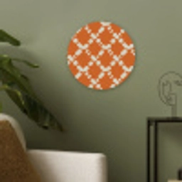 Oranje - Ruitpatroon - Wit Akoestische PET Vilt - Rond klein 838 -sfeer2